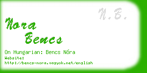 nora bencs business card